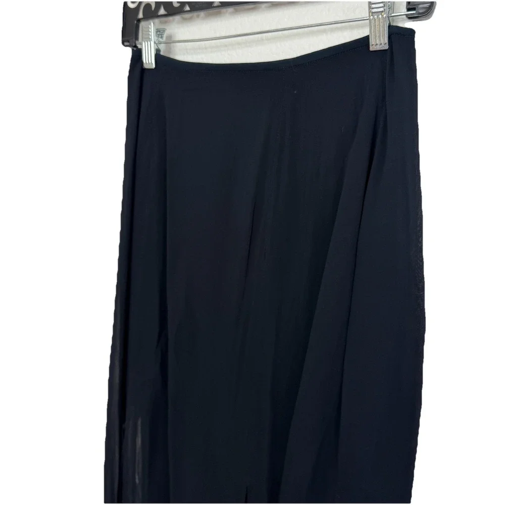 Vintage Tadashi Black Rayon Multi Slit Skirt Womens Size‎ 4 Old Money Mob Wife